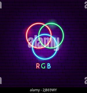 RGB Neon Label. Vector Illustration of Color Scheme Promotion. Stock Vector