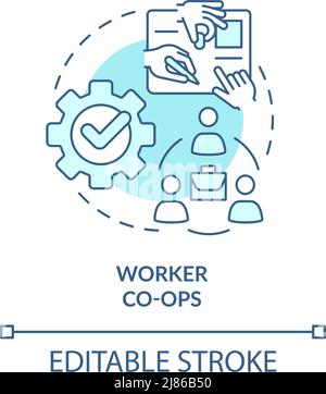 Worker co-ops turquoise concept icon Stock Vector
