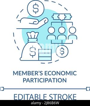 Member economic participation turquoise concept icon Stock Vector