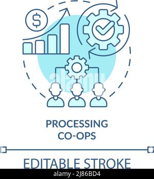 Processing co-ops turquoise concept icon Stock Vector