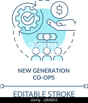 New generation co-ops turquoise concept icon Stock Vector