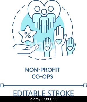 Non-profit co-ops turquoise concept icon Stock Vector