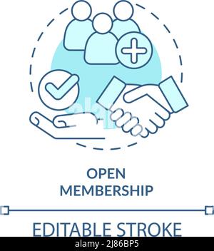 Open membership turquoise concept icon Stock Vector