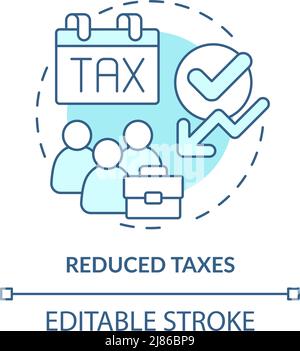 Reduced taxes turquoise concept icon Stock Vector