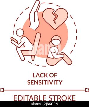 Lack of sensitivity red concept icon Stock Vector