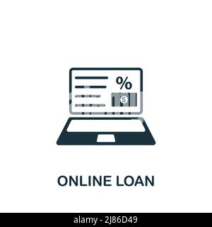 Online Loan icon. Monochrome simple Fintech Industry icon for templates, web design and infographics Stock Vector