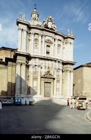 The facade of the church of Santi Luca e Martina, Rome, Italy (photo); (add.info.: Rebuilt in 1640 by Pietro da Cortona (1596-1669) ); . Stock Photo
