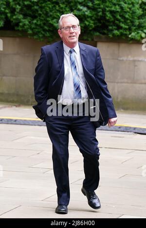 Witness David Grey leaving Capital House in Edinburgh for the public inquiry into the death of Sheku Bayoh. Bayoh died in May 2015 after he was restrained by officers responding to a call in Kirkcaldy, Fife. Picture date: Friday May 13, 2022. Stock Photo