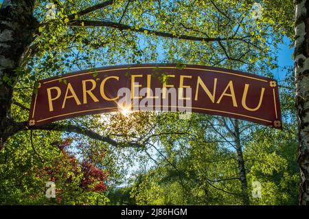 Biel, Switzerland - Mai 11, 2022: Elfenau is one of the most important English landscape parks of Switzerland from the 19th century. Stock Photo