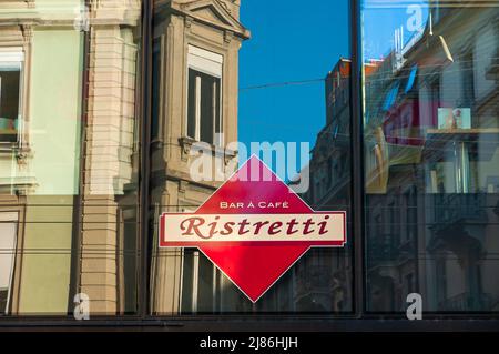 Biel, Switzerland - Mai 11, 2022: Bar a cafe Ristretti is a name of a coffee bar in Biel Bienne Stock Photo