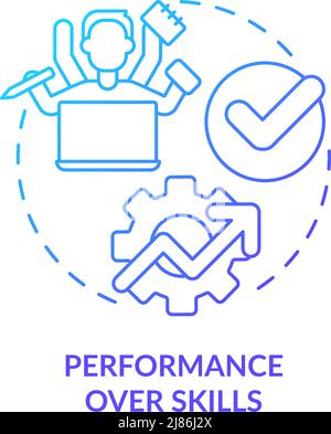 Performance over skills blue gradient concept icon Stock Vector