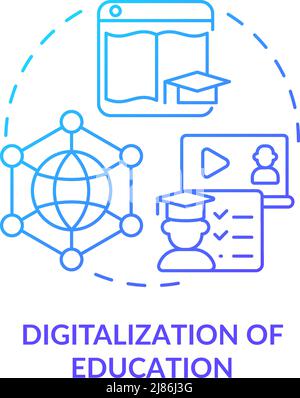 Digitalization of education blue gradient concept icon Stock Vector