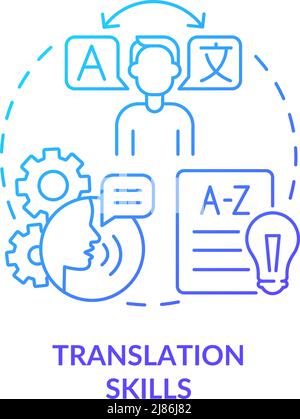 Translation skills blue gradient concept icon Stock Vector