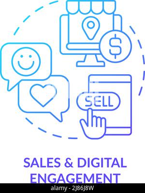 Sales and digital engagement blue gradient concept icon Stock Vector