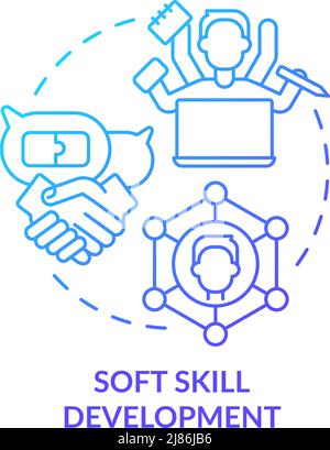 Soft skill development blue gradient concept icon Stock Vector