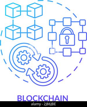Blockchain blue gradient concept icon Stock Vector