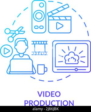 Video production blue gradient concept icon Stock Vector
