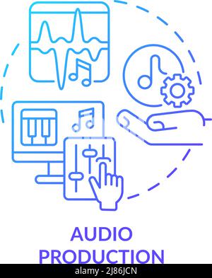 Audio production blue gradient concept icon Stock Vector
