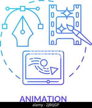 Animation blue gradient concept icon Stock Vector
