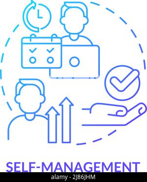 Self-management blue gradient concept icon Stock Vector