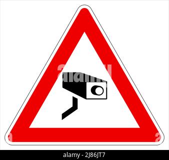 CCTV security camera in red triangle icon Stock Vector