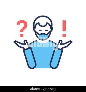 Questions about vaccination - vector line design single isolated icon Stock Vector