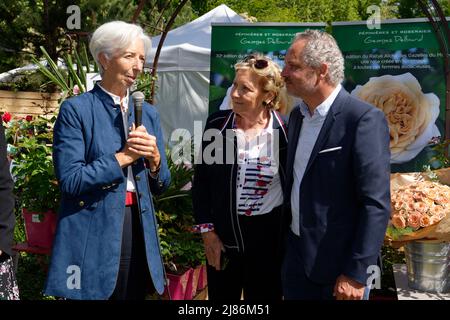 Chantilly, France, 13/05/2022, Christine Lagarde and Arnaud Delbard and his  mother. Christine Lagarde, President