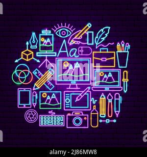Design Neon Concept. Vector Illustration of Graphics Promotion. Stock Vector