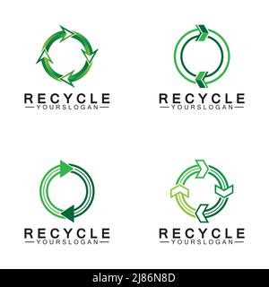 green arrow recycle logo vector icon template Stock Vector