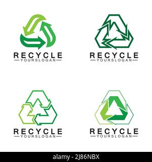 green arrow recycle logo vector icon template Stock Vector