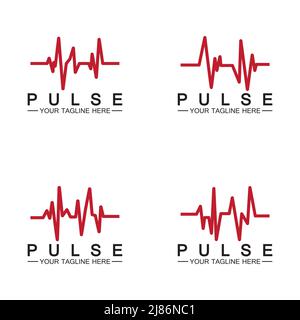 Red pulse line logo vector icon design Stock Vector