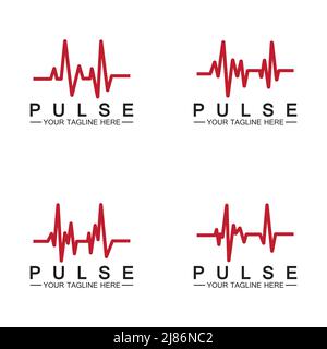 Red pulse line logo vector icon design Stock Vector