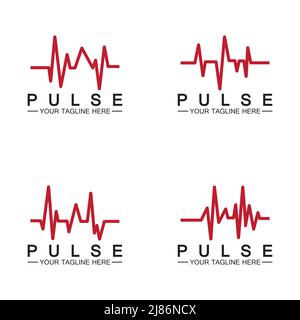 Red pulse line logo vector icon design Stock Vector
