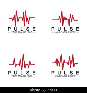 Red pulse line logo vector icon design Stock Vector