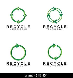 green arrow recycle logo vector icon template Stock Vector