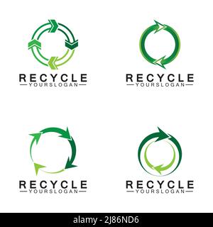 green arrow recycle logo vector icon template Stock Vector