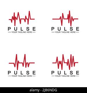 Red pulse line logo vector icon design Stock Vector