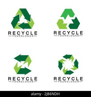 green arrow recycle logo vector icon template Stock Vector