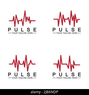 Red pulse line logo vector icon design Stock Vector