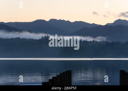 Windermere is a large lake in Cumbria’s Lake District National Park, northwest England Stock Photo