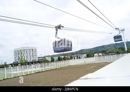 Inauguration of the Teleo, the new urban cable car of Toulouse Metropole, the longest in France. Toulouse, France on May 13, 2022. Photo by Patricia Huchot-Boissier/ABACAPRESS.COM Stock Photo