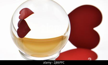 Red heart with lens ball stock photo Stock Photo
