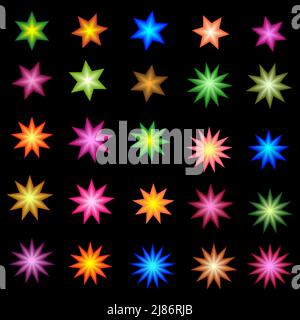 Collection of stars color icon shape button label sticker promotion abstract background vector illustration Stock Vector