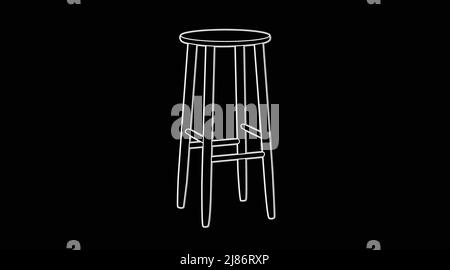 Black and White Stool Vector isolated black and white illustration of a wooden stool Stock Vector