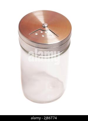 Empty pepper and salt shaker. Isolated on white background. Stock Photo