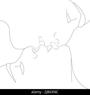 Abstract faces of people in one line. Portrait minimalistic style. Stock Vector
