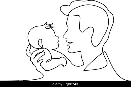 Father Little Kid Line Drawing Abstract Family Continuous Line Art Stock  Vector by ©Tetiana_Syrytsyna 633187724