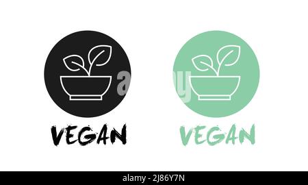 Vegan Food Icon Set. Vector isolated editable flat illustration set Stock Vector