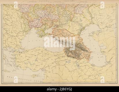 RUSSIA IN EUROPE S. Ukraine Caucasus Bessarabia.Oblasts.Scale in Versts 1886 map Stock Photo