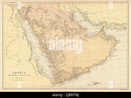 ARABIA. Shows 'Debai' (Dubai) 'Abu Thubbi' (Abu Dhabi) Jeddah. BLACKIE 1886 map Stock Photo